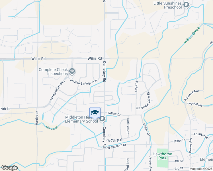 map of restaurants, bars, coffee shops, grocery stores, and more near 23752 Cemetery Road in Middleton