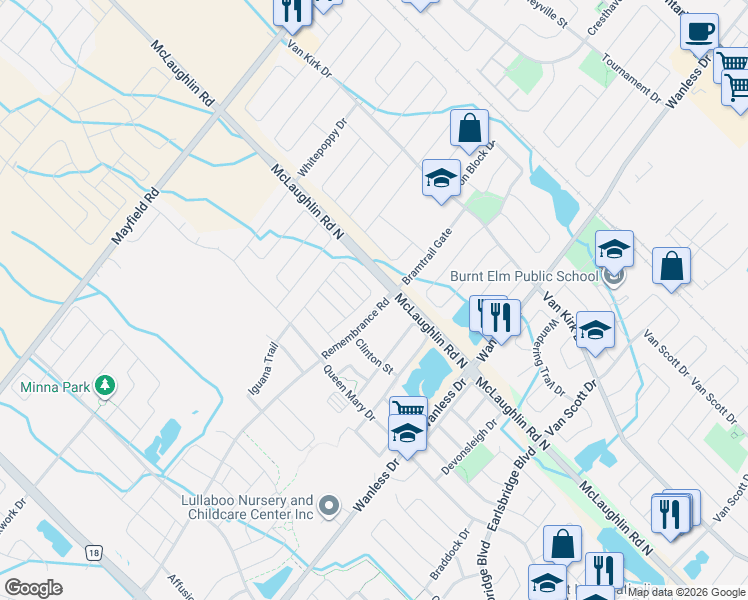 map of restaurants, bars, coffee shops, grocery stores, and more near 142 Golden Springs Drive in Brampton