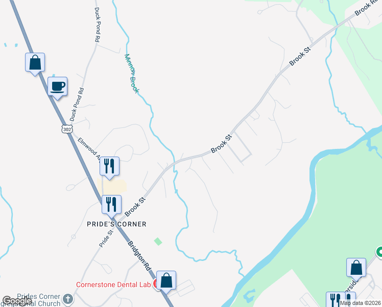 map of restaurants, bars, coffee shops, grocery stores, and more near 254 Brook Street in Westbrook