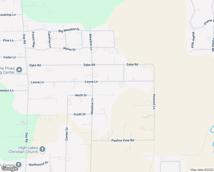map of restaurants, bars, coffee shops, grocery stores, and more near 16260 Leona Lane in La Pine