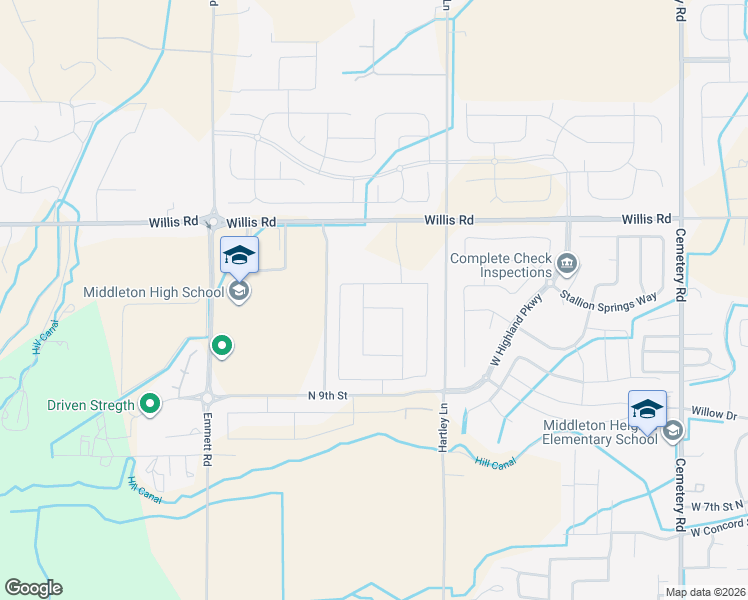 map of restaurants, bars, coffee shops, grocery stores, and more near 23815 Hartley Lane in Middleton