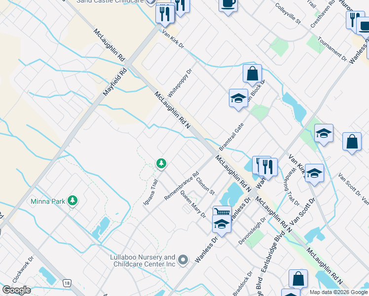 map of restaurants, bars, coffee shops, grocery stores, and more near in Brampton