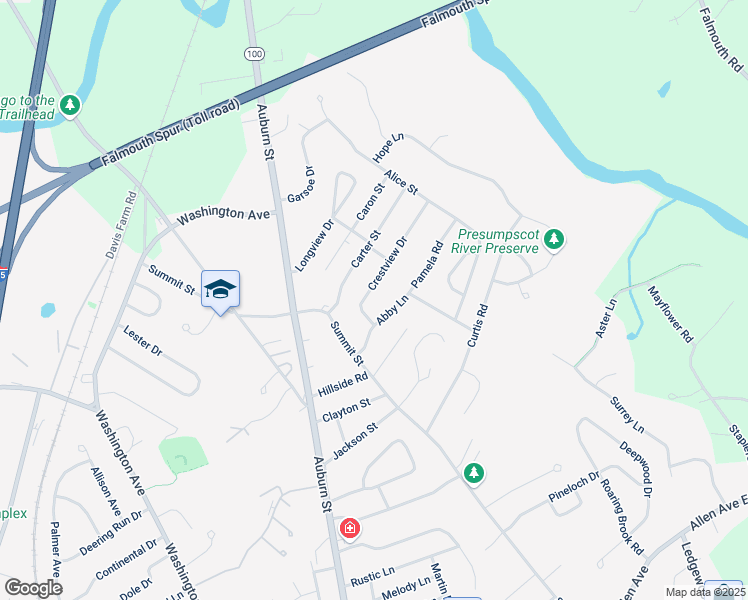 map of restaurants, bars, coffee shops, grocery stores, and more near 42 Crestview Drive in Portland