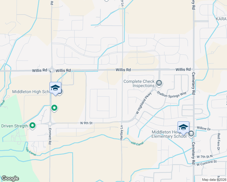map of restaurants, bars, coffee shops, grocery stores, and more near 23815 Hartley Lane in Middleton