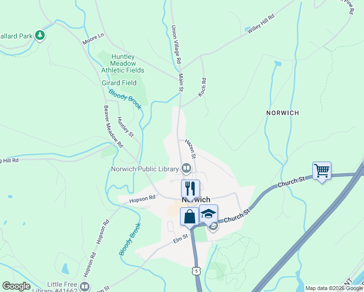 map of restaurants, bars, coffee shops, grocery stores, and more near 410 Main Street in Norwich