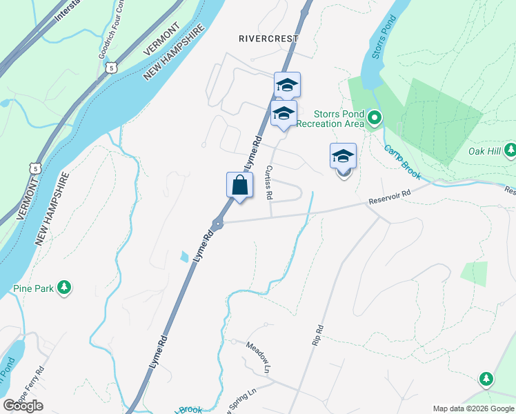 map of restaurants, bars, coffee shops, grocery stores, and more near 5 Curtiss Road in Hanover