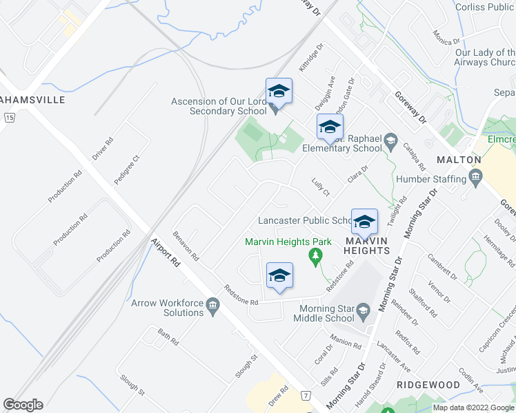 map of restaurants, bars, coffee shops, grocery stores, and more near 7728 Redstone Road in Mississauga