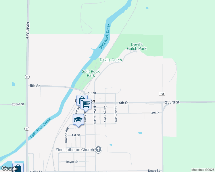 map of restaurants, bars, coffee shops, grocery stores, and more near 812 Canyon Avenue in Garretson