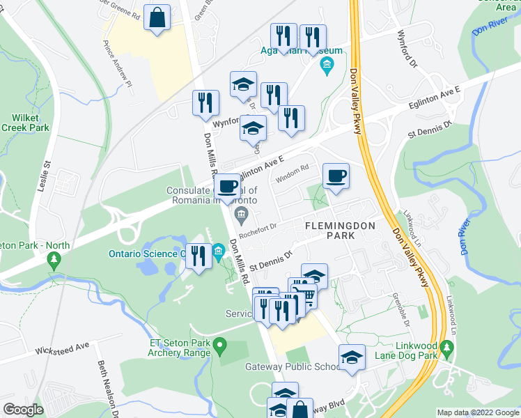 map of restaurants, bars, coffee shops, grocery stores, and more near in 