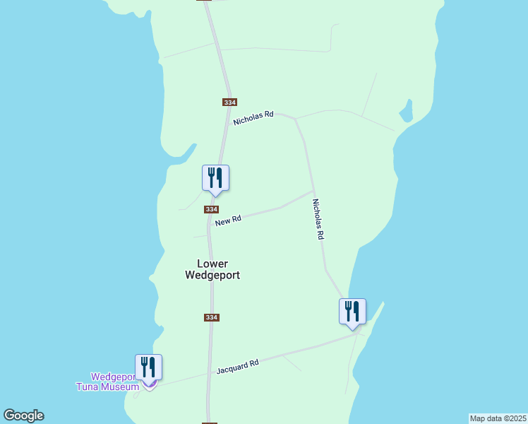 map of restaurants, bars, coffee shops, grocery stores, and more near New Road in Argyle