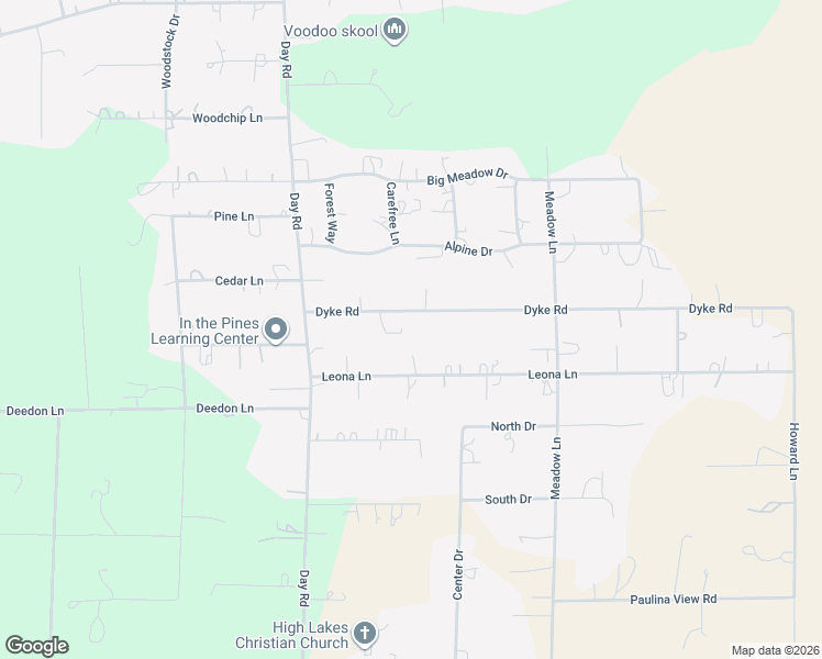 map of restaurants, bars, coffee shops, grocery stores, and more near 16099 Dyke Road in La Pine