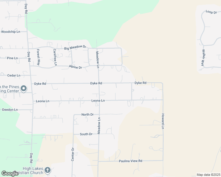 map of restaurants, bars, coffee shops, grocery stores, and more near 16237 Dyke Road in La Pine