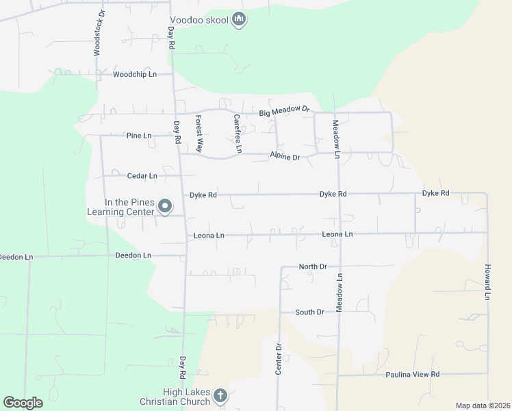 map of restaurants, bars, coffee shops, grocery stores, and more near 16099 Dyke Road in La Pine