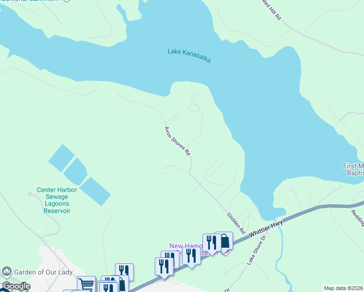 map of restaurants, bars, coffee shops, grocery stores, and more near 14 Avon Shores Road in Moultonborough