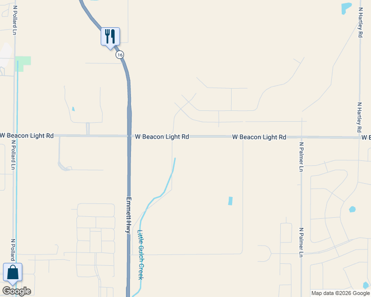 map of restaurants, bars, coffee shops, grocery stores, and more near 7144 West Beacon Light Road in Eagle