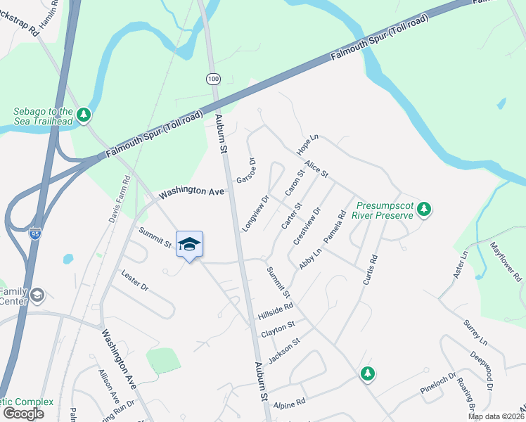 map of restaurants, bars, coffee shops, grocery stores, and more near 45 Longview Drive in Portland