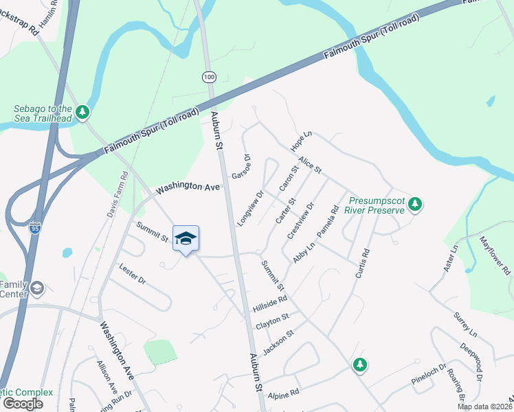 map of restaurants, bars, coffee shops, grocery stores, and more near 45 Longview Drive in Portland