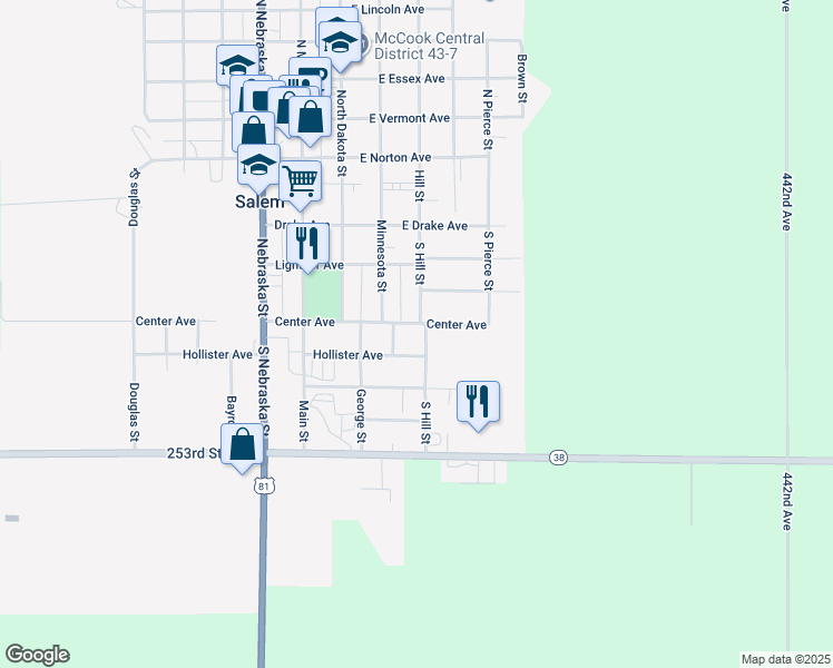 map of restaurants, bars, coffee shops, grocery stores, and more near 401 Hill Street in Salem