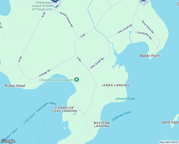 map of restaurants, bars, coffee shops, grocery stores, and more near 634 South Road in Chebeague Island