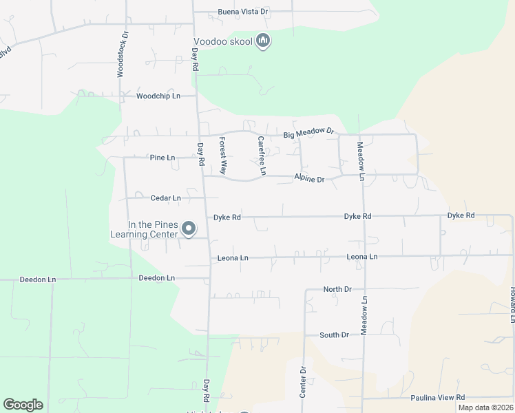 map of restaurants, bars, coffee shops, grocery stores, and more near 16067 Dyke Road in La Pine
