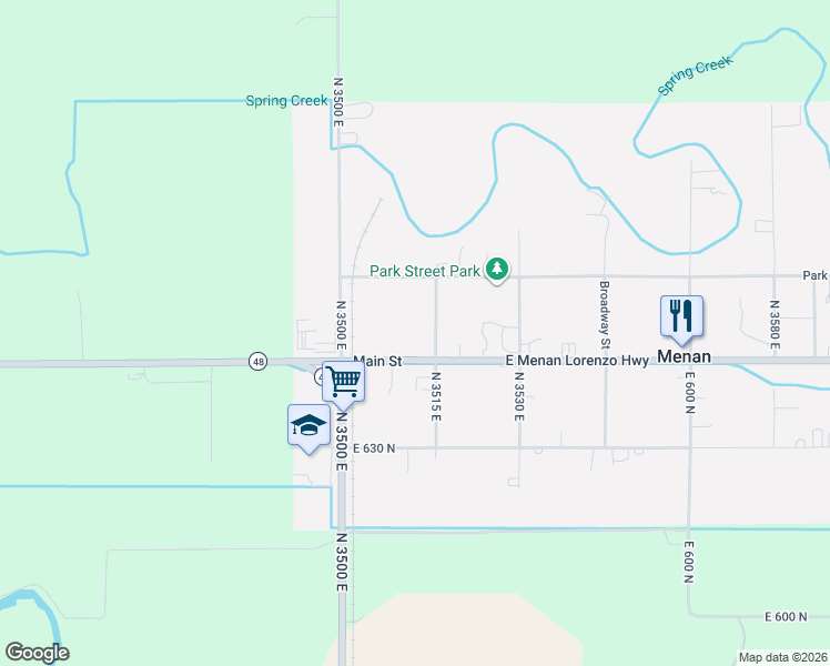 map of restaurants, bars, coffee shops, grocery stores, and more near 659 North 3515 East in Menan