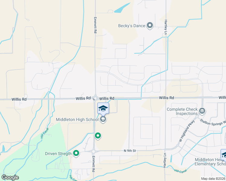 map of restaurants, bars, coffee shops, grocery stores, and more near 24075 Emmett Road in Caldwell