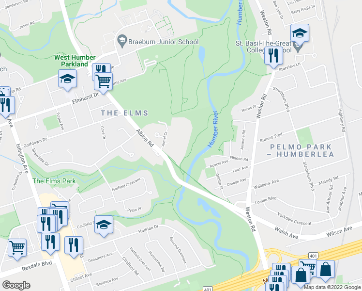 map of restaurants, bars, coffee shops, grocery stores, and more near 236 Albion Road in Toronto