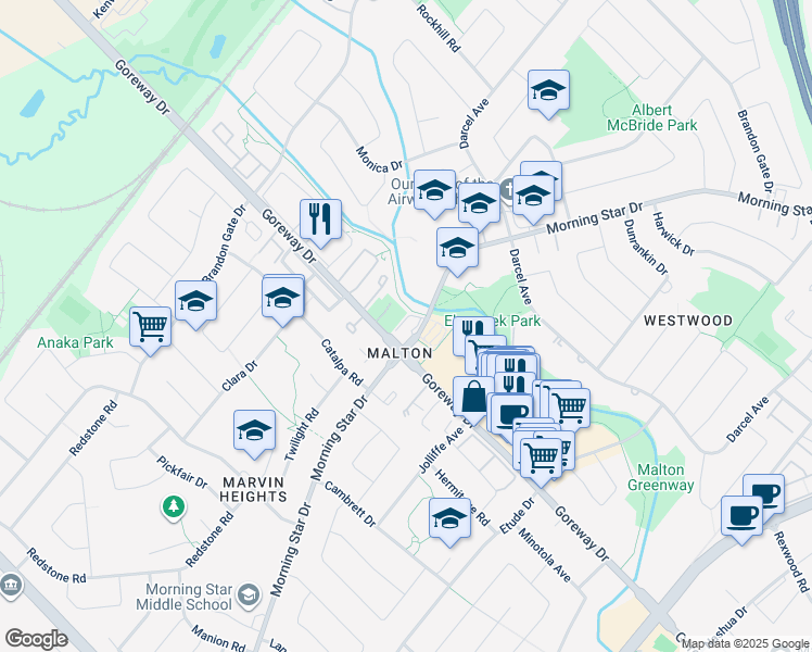 map of restaurants, bars, coffee shops, grocery stores, and more near in Mississauga