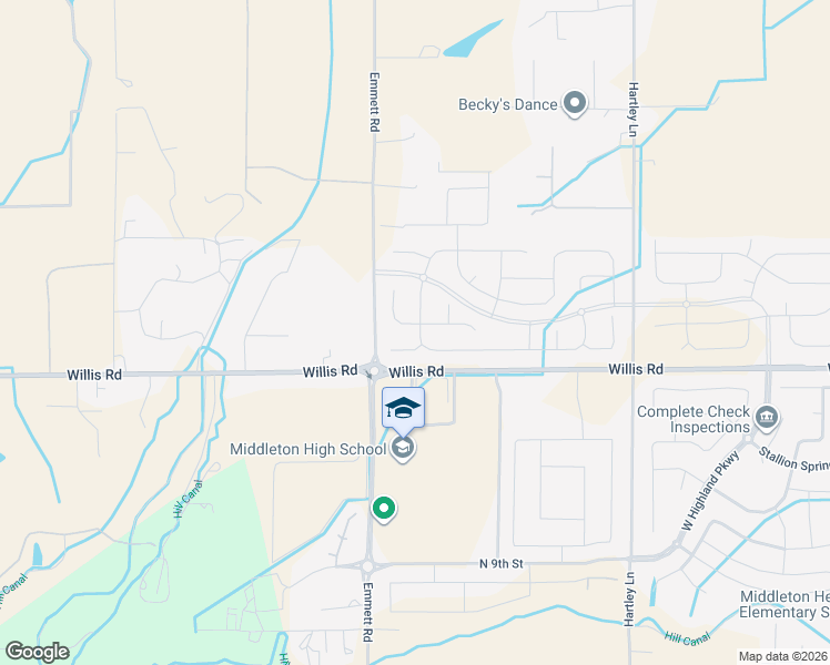 map of restaurants, bars, coffee shops, grocery stores, and more near 24075 Emmett Road in Caldwell