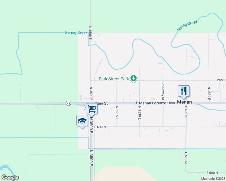 map of restaurants, bars, coffee shops, grocery stores, and more near 659 North 3515 East in Menan