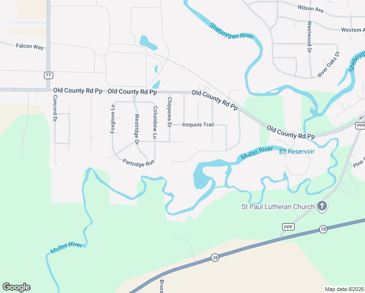 map of restaurants, bars, coffee shops, grocery stores, and more near 979 Huron Trail in Sheboygan Falls