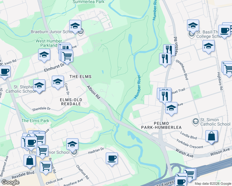 map of restaurants, bars, coffee shops, grocery stores, and more near in Toronto
