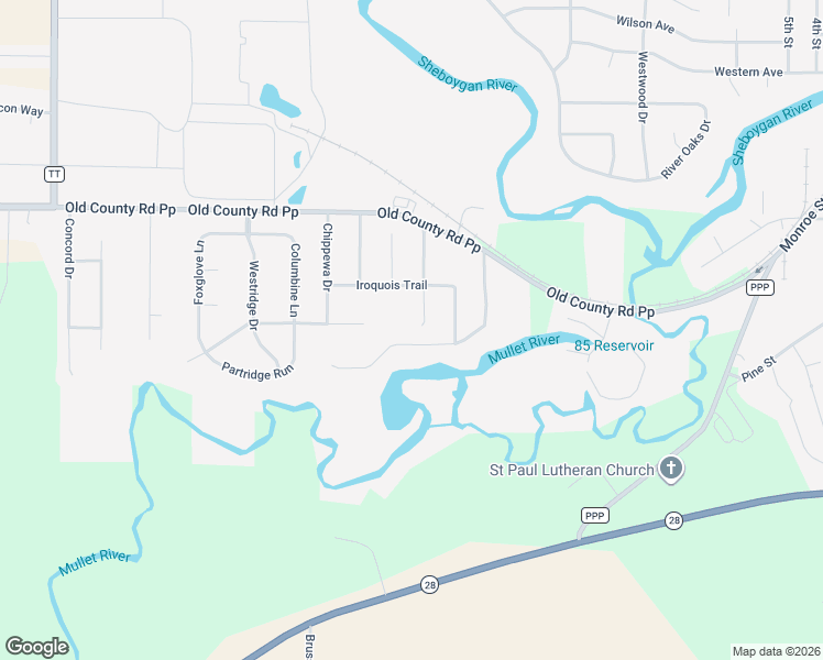 map of restaurants, bars, coffee shops, grocery stores, and more near 157 Meadow Ridge Drive in Sheboygan Falls