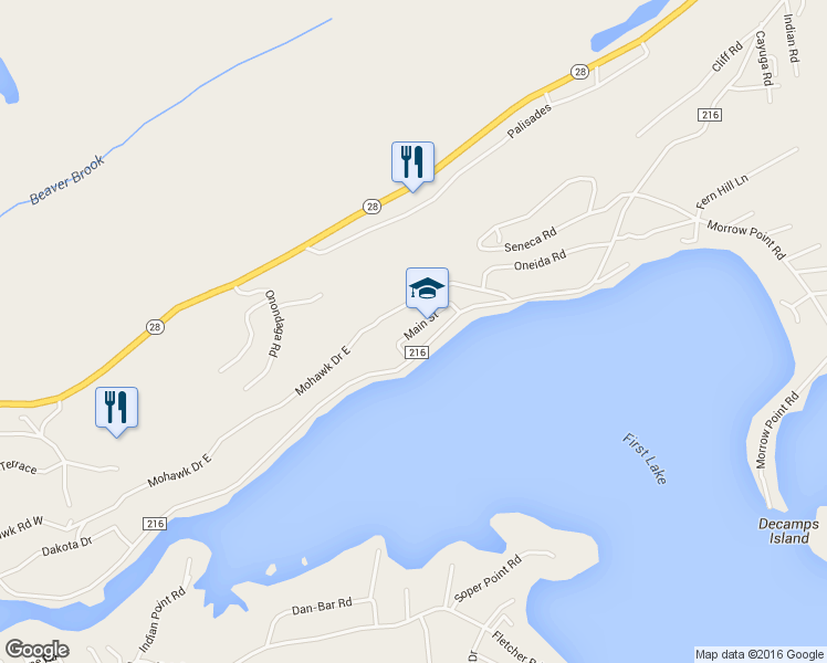 map of restaurants, bars, coffee shops, grocery stores, and more near Main Street in Old Forge