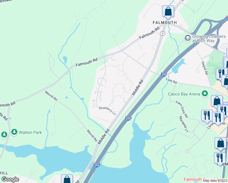 map of restaurants, bars, coffee shops, grocery stores, and more near 11 Whipple Farm Lane in Falmouth