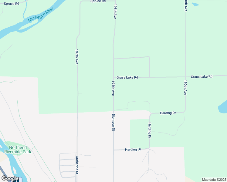 map of restaurants, bars, coffee shops, grocery stores, and more near 195th Avenue in Big Rapids