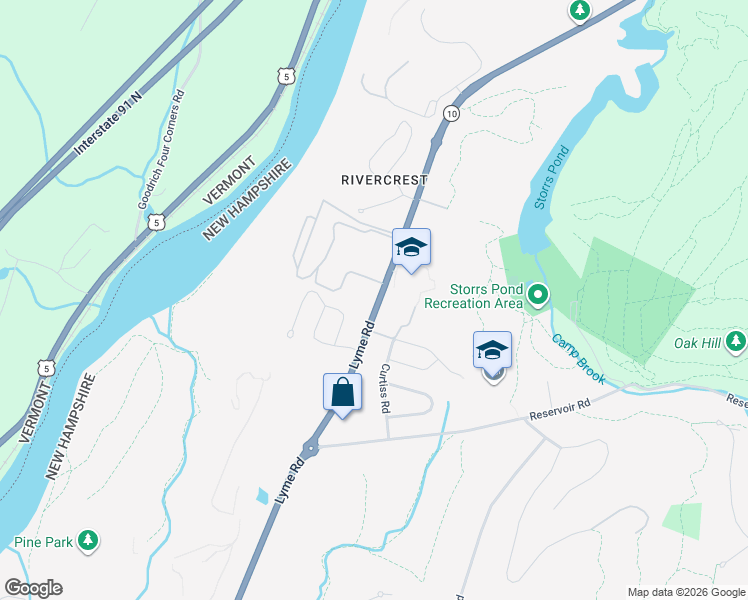 map of restaurants, bars, coffee shops, grocery stores, and more near 54 Lyme Road in Hanover
