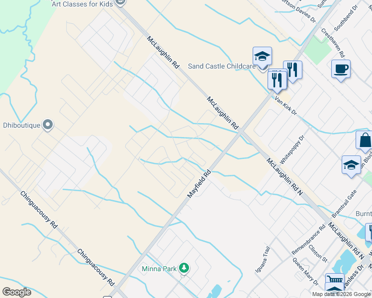 map of restaurants, bars, coffee shops, grocery stores, and more near 36 McCormack Road in Regional Municipality of Peel