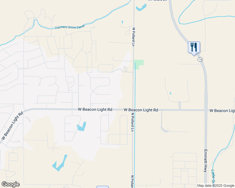 map of restaurants, bars, coffee shops, grocery stores, and more near 3301 North Pollard Lane in Star