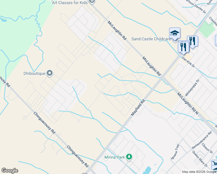 map of restaurants, bars, coffee shops, grocery stores, and more near 61 Tweedhill Avenue in Regional Municipality of Peel