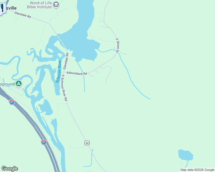 map of restaurants, bars, coffee shops, grocery stores, and more near 25 Mountain Meadow Road in Adirondack