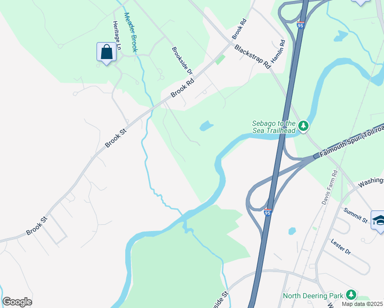 map of restaurants, bars, coffee shops, grocery stores, and more near 172 Brook Road in Falmouth