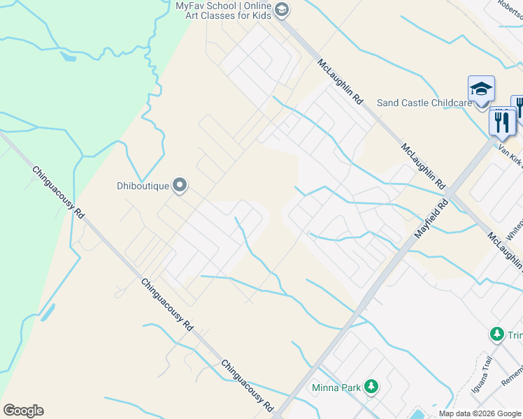 map of restaurants, bars, coffee shops, grocery stores, and more near 71 Eberly Woods Drive in Caledon