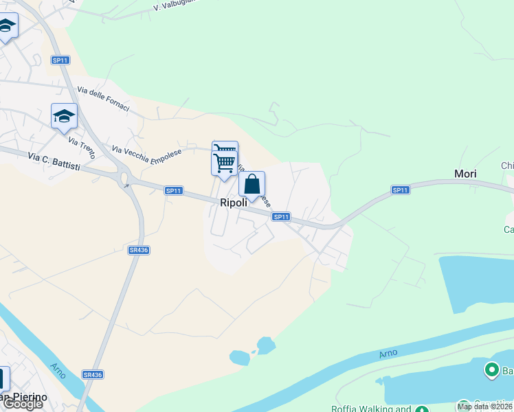 map of restaurants, bars, coffee shops, grocery stores, and more near 148 Via Provinciale Pisana Ripoli in Ripoli