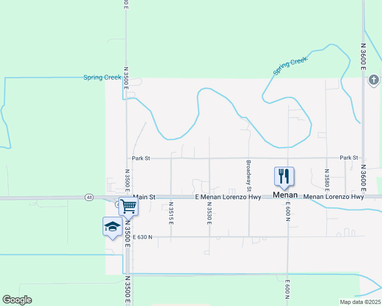 map of restaurants, bars, coffee shops, grocery stores, and more near 3523 Park Street in Menan