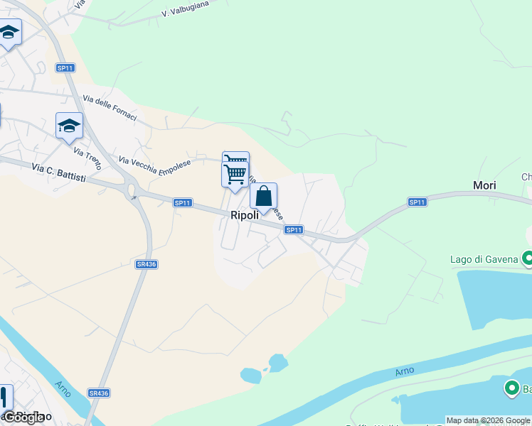 map of restaurants, bars, coffee shops, grocery stores, and more near 148 Via Provinciale Pisana Ripoli in Ripoli