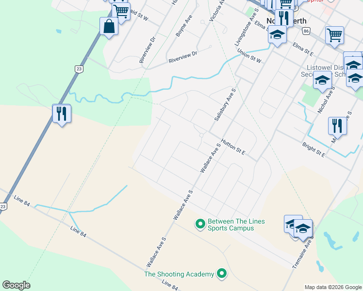 map of restaurants, bars, coffee shops, grocery stores, and more near 900 Boyd Avenue in North Perth