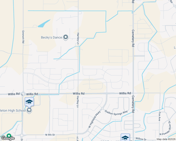 map of restaurants, bars, coffee shops, grocery stores, and more near 24238 Hartley Lane in Middleton