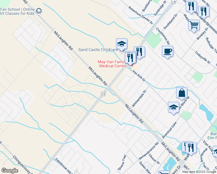 map of restaurants, bars, coffee shops, grocery stores, and more near in Regional Municipality of Peel