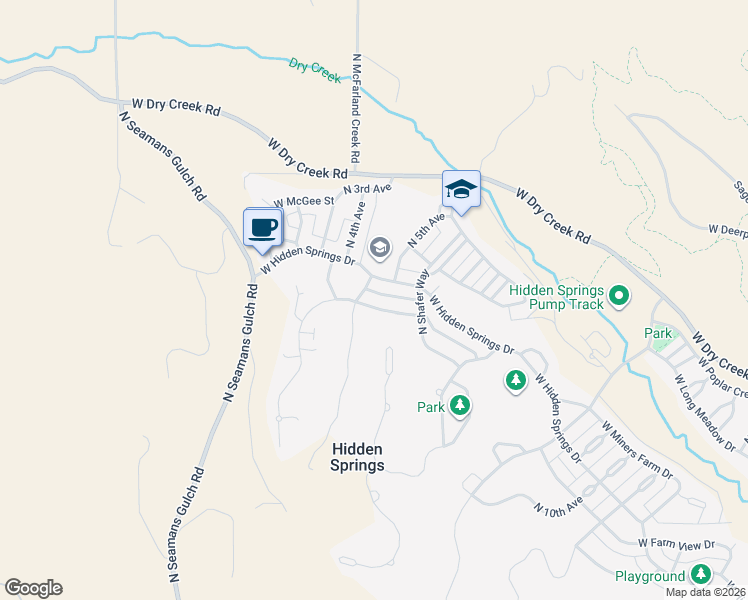 map of restaurants, bars, coffee shops, grocery stores, and more near 5557 West School Ridge Road in Boise